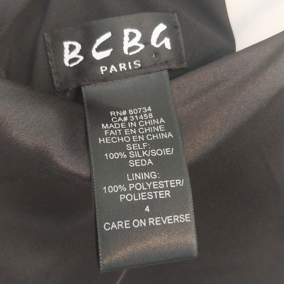 BCBG PARIS Satin Dress In Black Silk Sz 4 - Picture 7 of 7